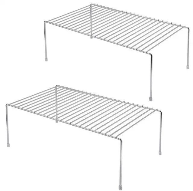 Main image of Set of 2 Kitchen Cabinet Shelf Organizer, Medium (13 x 9.4 Inch) Bathroom Cabinet Organization Wire Shelf Rack, Rustproof Storage Space Saver Shelves for Countertops Pantries Utensils