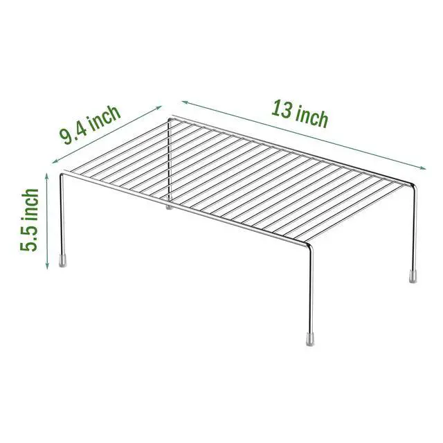 Alt view image 7 of 7 - Set of 2 Kitchen Cabinet Shelf Organizer, Medium (13 x 9.4 Inch) Bathroom Cabinet Organization Wire Shelf Rack, Rustproof Storage Space Saver Shelves for Countertops Pantries Utensils