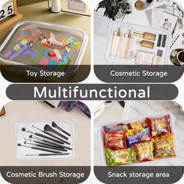 Alt view image 6 of 7 - 3PCS Clear Hard Plastic Zipper Case, Double Zippers Hard Pouch, Portable Travel Organizer Bin Clear Makeup Bag for Toy Storage, Snack Bag, Cosmetics, Diaper Bag, Toiletry Bag (3PCS-M)