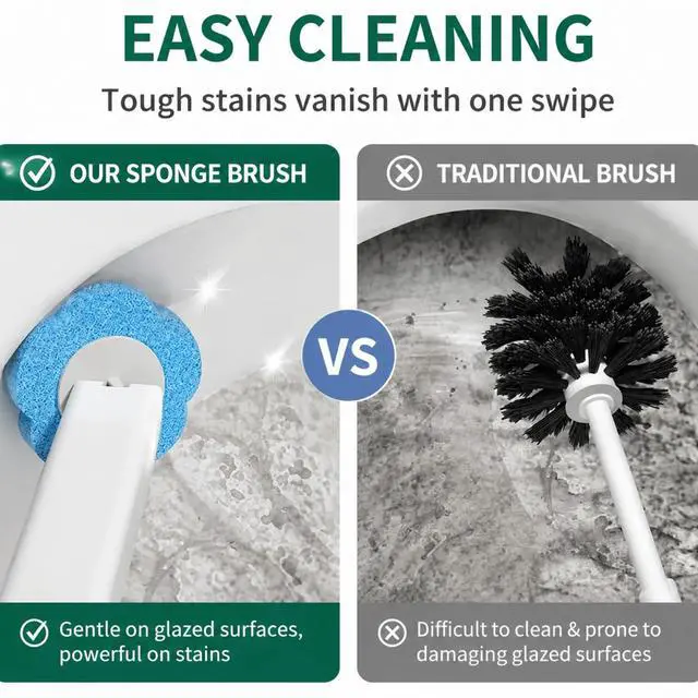 Alt view image 6 of 7 - Disposable Toilet Brush with 48 Refills,Toilet Bowl Cleaner,Toilet Cleaning Supplies,Toilet Bowl Brush,Automatic lid-Opening and Closing Toilet Brush with Holder for Bathroom Deep Cleaning & Hygiene
