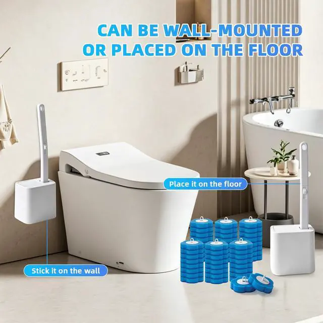 Alt view image 7 of 7 - Disposable Toilet Brush with 48 Refills,Toilet Bowl Cleaner,Toilet Cleaning Supplies,Toilet Bowl Brush,Automatic lid-Opening and Closing Toilet Brush with Holder for Bathroom Deep Cleaning & Hygiene