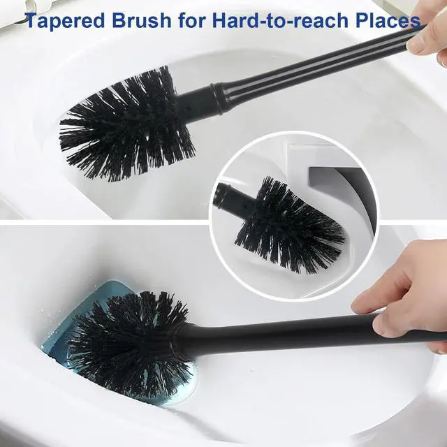 Alt view image 4 of 7 - Toilet Bowl Brush and Holder for Bathroom Cleaning, 2 SetBlack