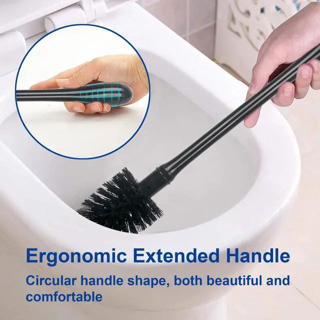 Alt view image 6 of 7 - Toilet Bowl Brush and Holder for Bathroom Cleaning, 2 SetBlack