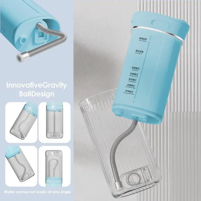 Alt view image 7 of 7 - Portable Eco-Friendly Water Flosser 225ML Long-Lasting Endurance Travel Oral Irrigator for Gum Care/Implants/Braces (Green)