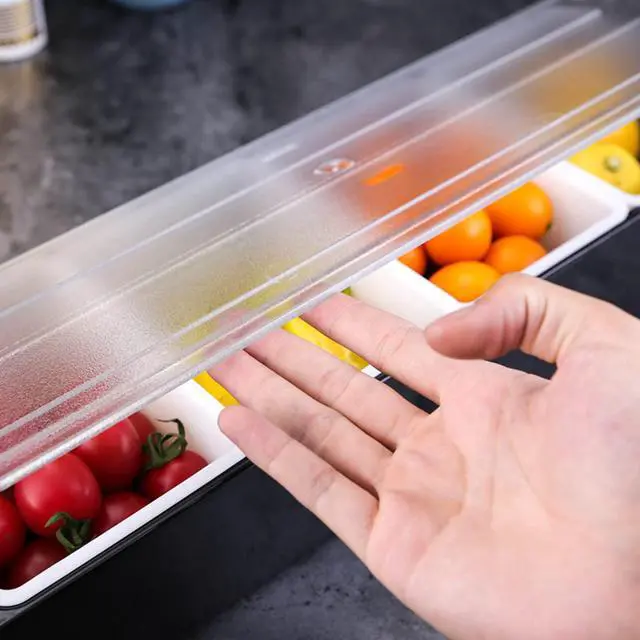 Alt view image 6 of 7 - 5 Compartment Plastic Dispenser Fruit Veggie Condiment Caddy with LidIce Cooled Condiment Serving Container Chilled Garnish Tray Bar Caddy for Home Work or Restaurant (Black)