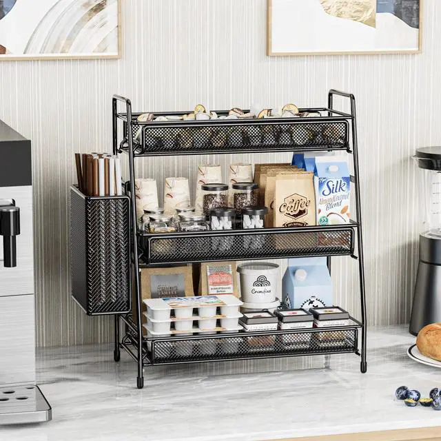 Alt view image 5 of 7 - Bathroom Countertop Organizer Shelf - 3 Tier Counter Spice Rack Metal Makeup Rack Small Coffee Station Organizer for Sink/Bedroom/Living room/Kitchen/Office