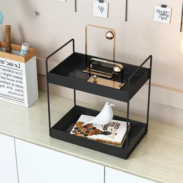 Alt view image 3 of 7 - 2 Tier Bathroom Counter Organizer, Standing Vanity Organizer Shelf for Bathroom Storage Organization, Countertop Skincare Makeup Organizers Holder, Black
