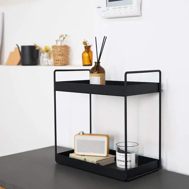 Alt view image 6 of 7 - 2 Tier Bathroom Counter Organizer, Standing Vanity Organizer Shelf for Bathroom Storage Organization, Countertop Skincare Makeup Organizers Holder, Black