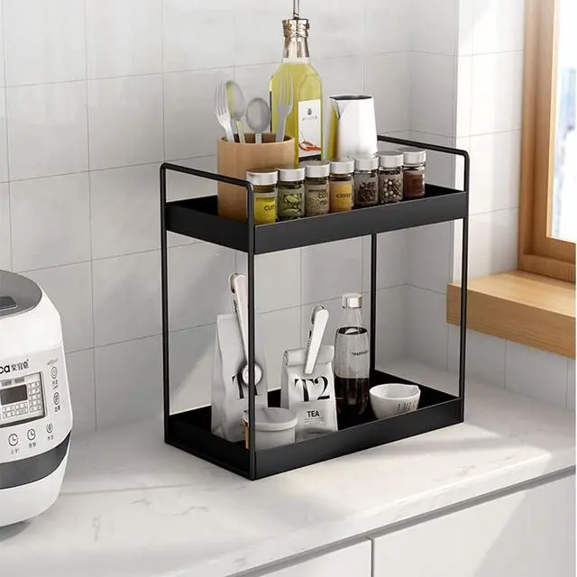 Alt view image 5 of 7 - 2 Tier Bathroom Counter Organizer, Standing Vanity Organizer Shelf for Bathroom Storage Organization, Countertop Skincare Makeup Organizers Holder, Black