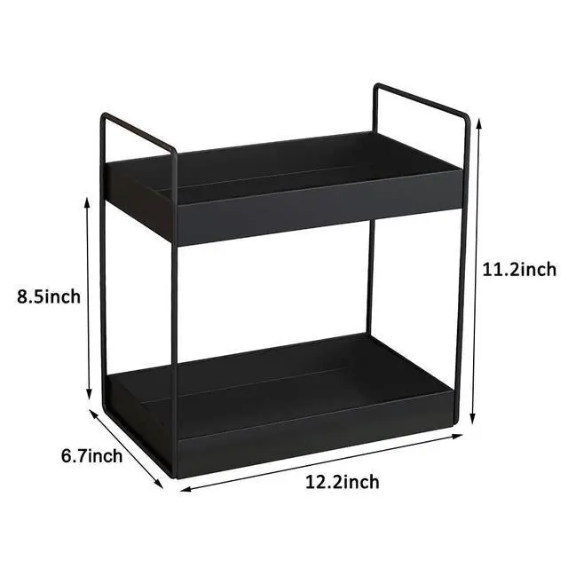 Alt view image 7 of 7 - 2 Tier Bathroom Counter Organizer, Standing Vanity Organizer Shelf for Bathroom Storage Organization, Countertop Skincare Makeup Organizers Holder, Black