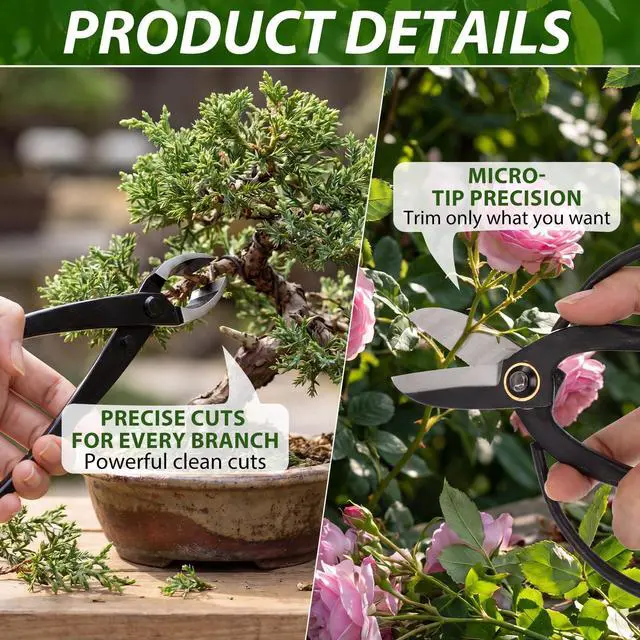 Alt view image 3 of 7 - 2 Pack Garden Scissors, Stainless Steel Bonsai Pruning Shears with Comfy Grip Handle, Multipurpose Trimming Shears for Bonsai, Herbs, Flowers, Home, Office (Floral Scissors Set)
