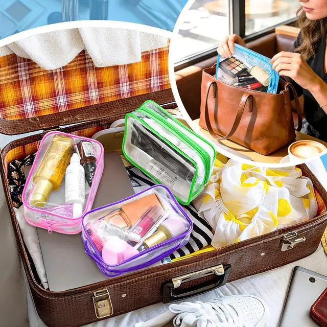 Alt view image 7 of 7 - 16 Packs Clear Makeup Bag Bulk, Waterproof Cosmetic Storage Bags, TSA Approved Toiletry Bags PVC Zipper Plastic Pouches for Organizing Travel Bathroom