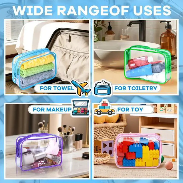 Alt view image 6 of 7 - 16 Packs Clear Makeup Bag Bulk, Waterproof Cosmetic Storage Bags, TSA Approved Toiletry Bags PVC Zipper Plastic Pouches for Organizing Travel Bathroom