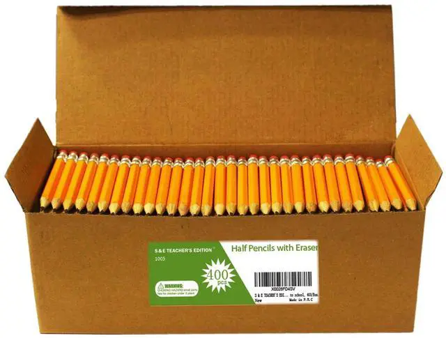 Main image of 400PCS 4'' Golf Pencils Pre-sharpened, Break-Resistant Lead No. 2 Half Pencils with Eraser Tops, #2 HB pencil, Back to school, 400/Box.