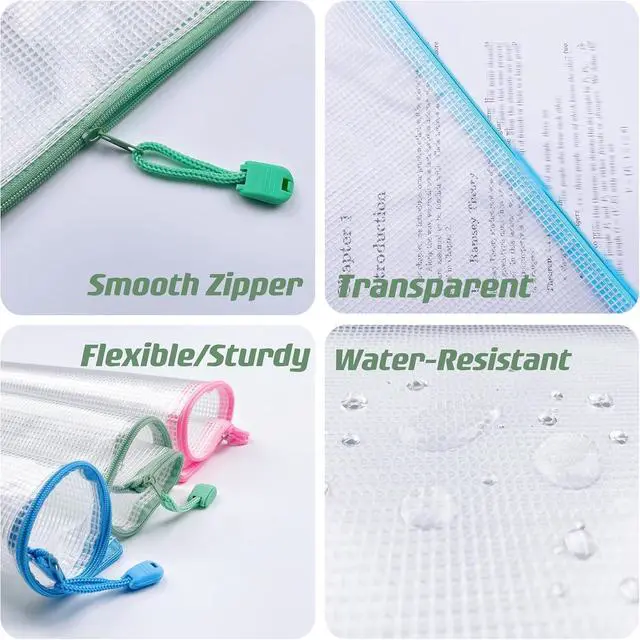 Alt view image 3 of 6 - 16 PCS-12 x 16 Inches-Mesh Zipper Pouch, Plastic Zip File Folders Puzzle Bags for Organizing,for Office Supplies,Travel,Home Storage-Multicolor, 12"x 16"