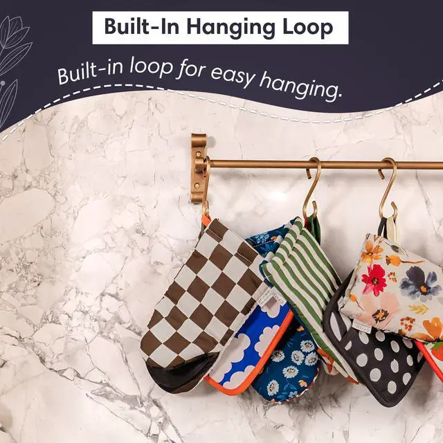 Alt view image 5 of 5 - Home - Cute Cotton Oven Mitt (Riglee Pattern) | Silicone Grip Lined, Heat-Resistant Kitchen Mitt with Hanging Loop | Pot Holder Style Oven Glove for Baking & Cooking | 10.5 x 5.5