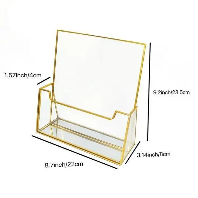 Alt view image 2 of 7 - Gold Glass Brochure Holder 8.5 x 11 Business Pamphlets Booklets Holder Flyer Trifold Display Stand for Office Tabletop CountertopTrade Show Exhibitions Magazines Menu Journals Literatures