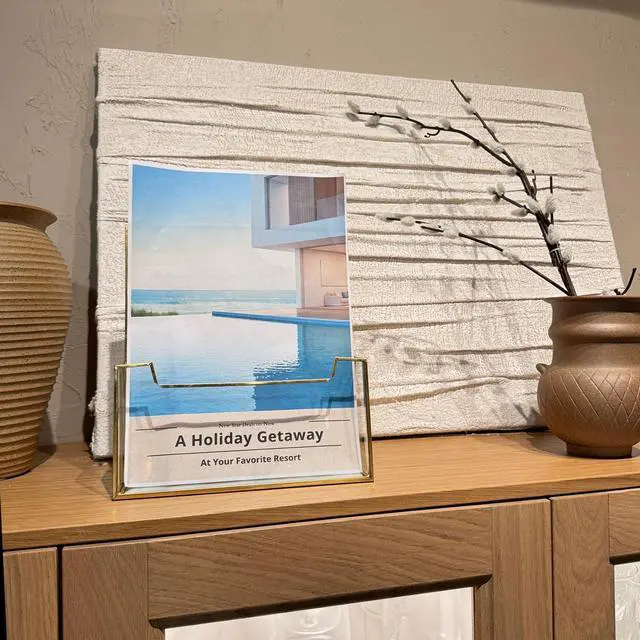 Alt view image 3 of 7 - Gold Glass Brochure Holder 8.5 x 11 Business Pamphlets Booklets Holder Flyer Trifold Display Stand for Office Tabletop CountertopTrade Show Exhibitions Magazines Menu Journals Literatures
