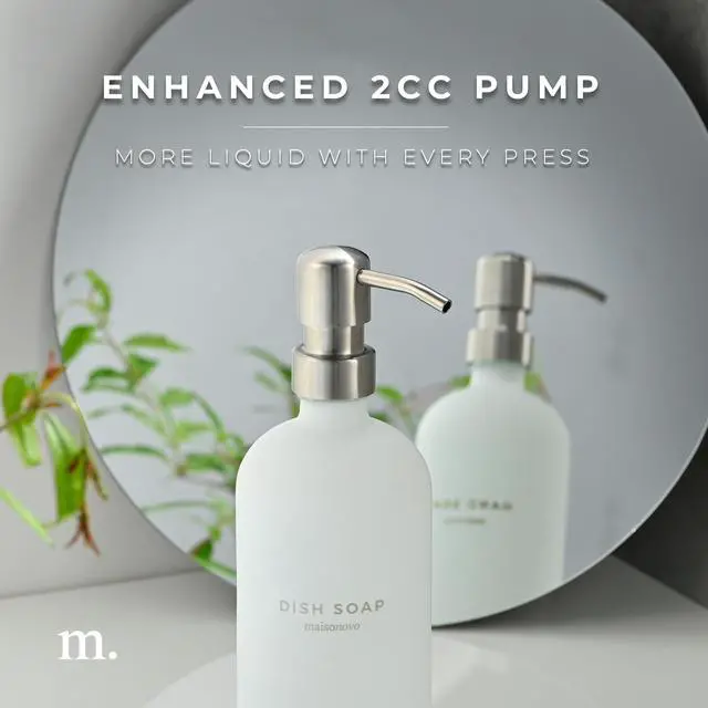 Alt view image 5 of 7 - Soap and Lotion Dispenser Set - Bathroom Soap Dispenser Set with White Soap Dispenser, Silver Pumps & Concrete Tray