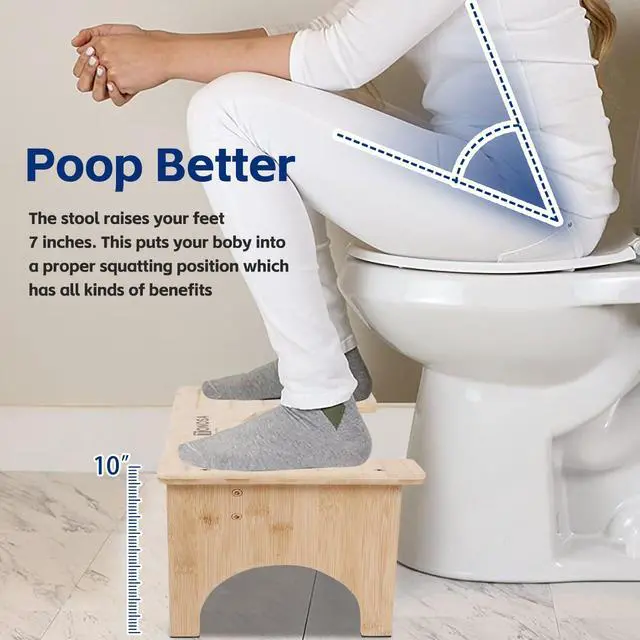 Alt view image 4 of 7 - Bamboo Toilet Stool Ergonomic, Eco-Friendly, Non-Slip Bathroom Stool for Healthy Digestion, Improved Posture & Comfortable Squatting Position, Compact & Space-Saving Design