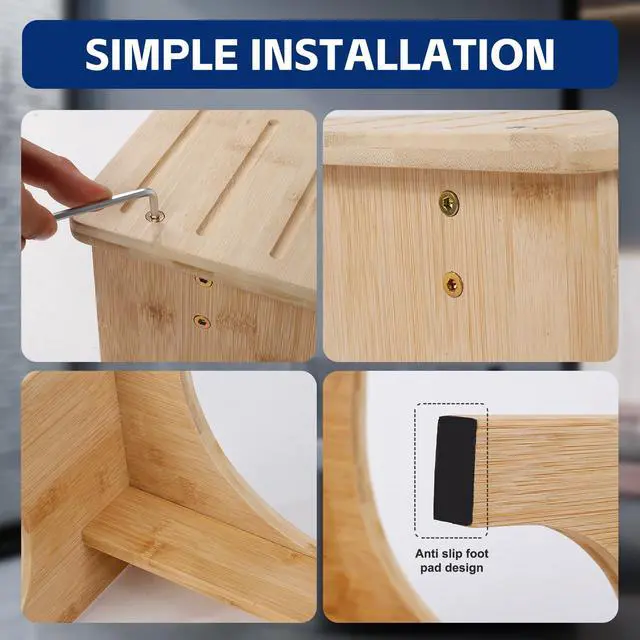 Alt view image 5 of 7 - Bamboo Toilet Stool Ergonomic, Eco-Friendly, Non-Slip Bathroom Stool for Healthy Digestion, Improved Posture & Comfortable Squatting Position, Compact & Space-Saving Design