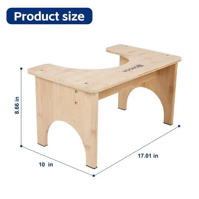 Alt view image 6 of 7 - Bamboo Toilet Stool Ergonomic, Eco-Friendly, Non-Slip Bathroom Stool for Healthy Digestion, Improved Posture & Comfortable Squatting Position, Compact & Space-Saving Design