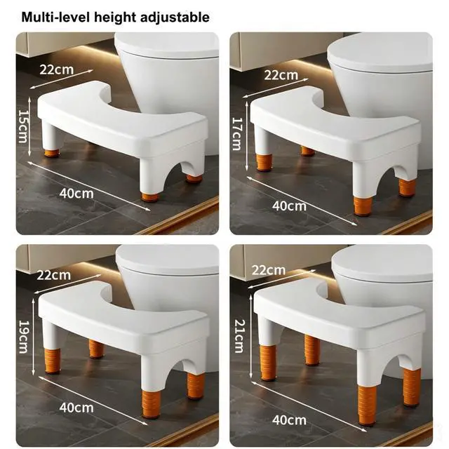 Alt view image 3 of 6 - Toilet Stool Squat for Adults, Adjustable Poop Stool for Bathroom-6", 7", 8" and 9",Non-Slip Potty Step Stool for Adults,White