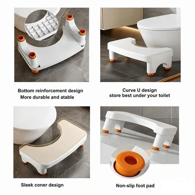 Alt view image 5 of 6 - Toilet Stool Squat for Adults, Adjustable Poop Stool for Bathroom-6", 7", 8" and 9",Non-Slip Potty Step Stool for Adults,White