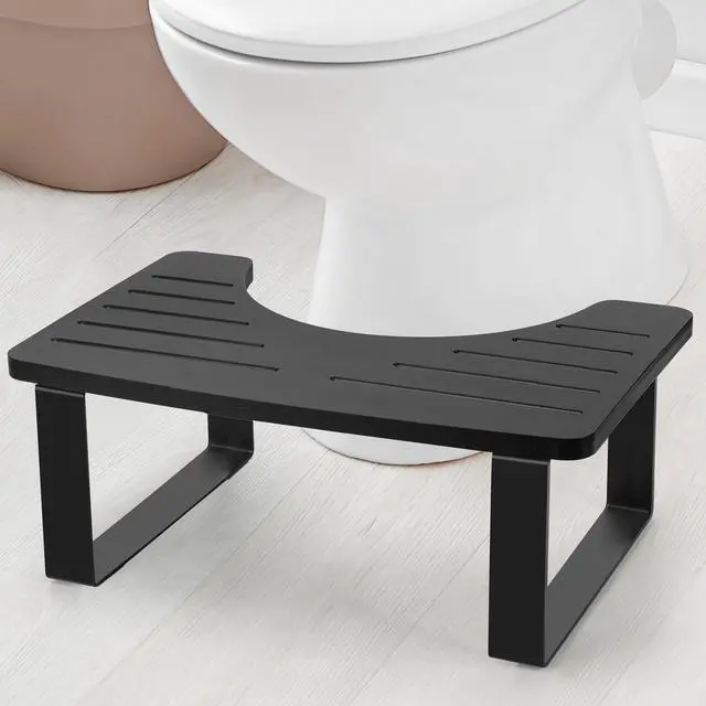 Main image of Bathroom Stool,Bamboo Toilet for Bathroom,Toilet Stools,Potty for Pooping,Poop Stool,Toilet Step Toddler,Portable Squatting Pan with Dual Anti Slip Design,Stain,Scratch,CrackProof(Black)