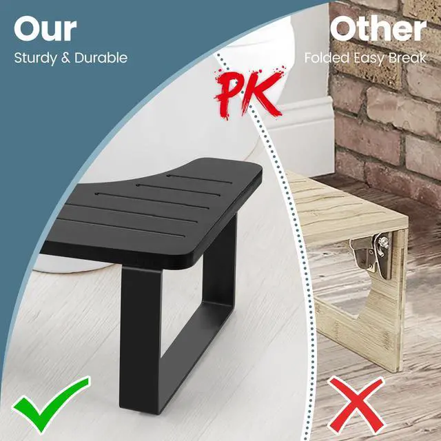 Alt view image 3 of 6 - Bathroom Stool,Bamboo Toilet for Bathroom,Toilet Stools,Potty for Pooping,Poop Stool,Toilet Step Toddler,Portable Squatting Pan with Dual Anti Slip Design,Stain,Scratch,CrackProof(Black)