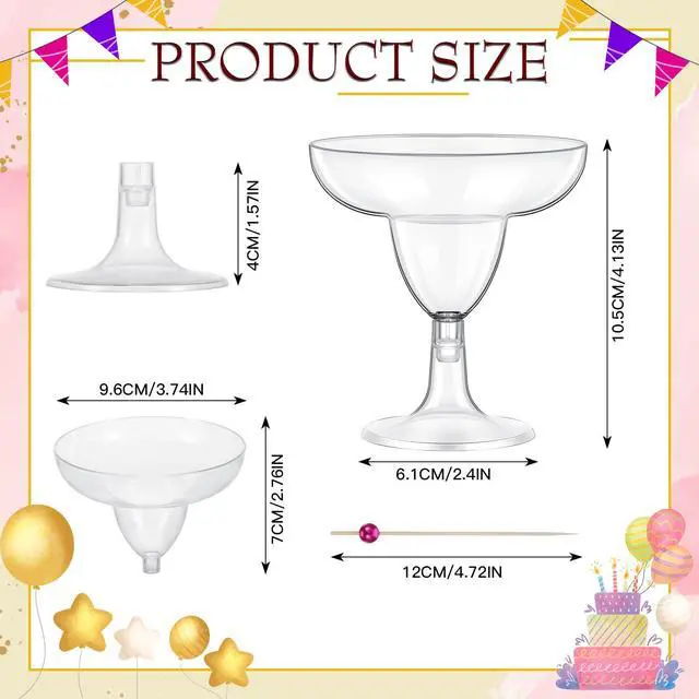Alt view image 2 of 7 - 40 Pcs 5 oz Plastic Margarita Glasses Cup with 100 Pcs Pearl Picks Disposable Clear Cocktail Cups Cocktail Toothpicks for Taco Party Weddings Decorations Party Wine Desserts Appetizers