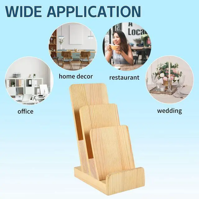 Alt view image 5 of 7 - 2 Pieces 3-Tier Pine Wood Literature Holder pamphlet display stand Trifold Brochure Organizer Flyer Holder Postcard Display and Countertop Wooden Display Stand Book Display for Magazine Pamphlet