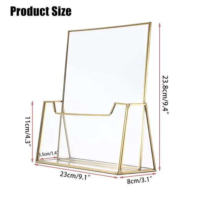 Alt view image 3 of 7 - Golden Glass Brochure Holder 8.5 x 11 Inches, Countertop Literature Holder Display Stand, Trifold Pamphlet Holder, Clear Elegant Brochure Display Stand for Magazine Booklets, Menu