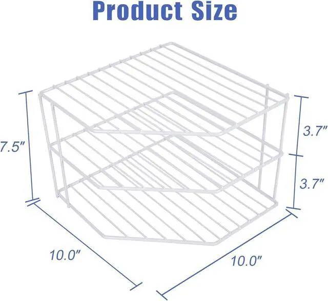 Alt view image 4 of 4 - 3-Tier Corner Shelf Counter and Cabinet Organizer -Countertop Organizer - Cabinet Corner Rack for Plate - Cabinet & Pantry Kitchen Organization (White)