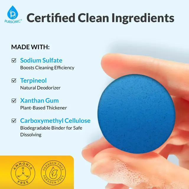 Alt view image 2 of 5 - Automatic Toilet Bowl Cleaner 48 Tablets 4 Year Supply - Blue Gel Toilet Tank Cleaners, Long-Lasting - Septic-Safe Hard Water Ring Stain Remover, Smell Eliminator Deodorizer, Fresh Scent