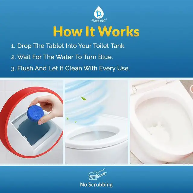 Alt view image 5 of 5 - Automatic Toilet Bowl Cleaner 48 Tablets 4 Year Supply - Blue Gel Toilet Tank Cleaners, Long-Lasting - Septic-Safe Hard Water Ring Stain Remover, Smell Eliminator Deodorizer, Fresh Scent