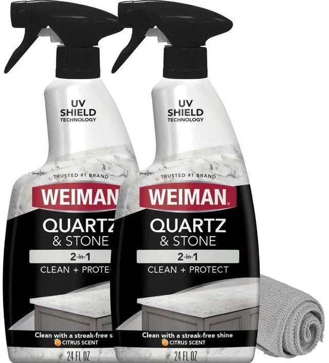 Main image of Quartz Countertop Cleaner and Polish - Clean and Shine Your Countertops Islands and Stone Surfaces with UV Protection, 24 Ounce with MicroFiber Towel, 2 Pack