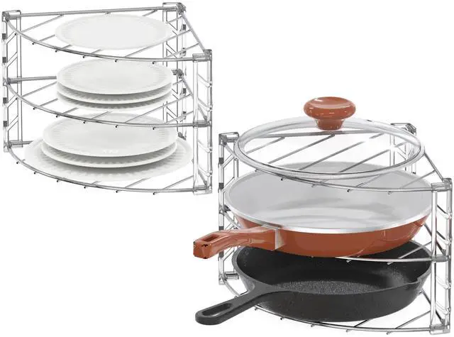 Main image of 3-Tier Counter and Cabinet Corner Shelf Organizer, 2 Pack, Chrome