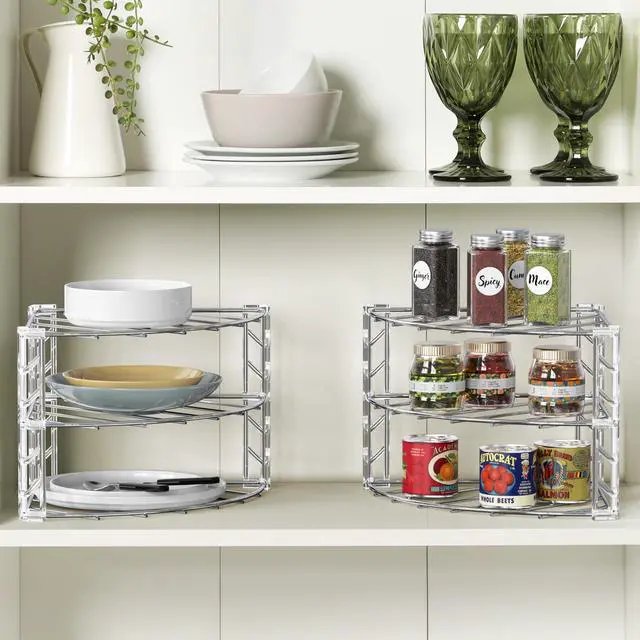 Alt view image 3 of 6 - 3-Tier Counter and Cabinet Corner Shelf Organizer, 2 Pack, Chrome