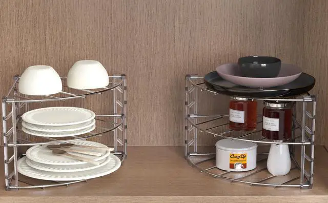 Alt view image 5 of 6 - 3-Tier Counter and Cabinet Corner Shelf Organizer, 2 Pack, Chrome