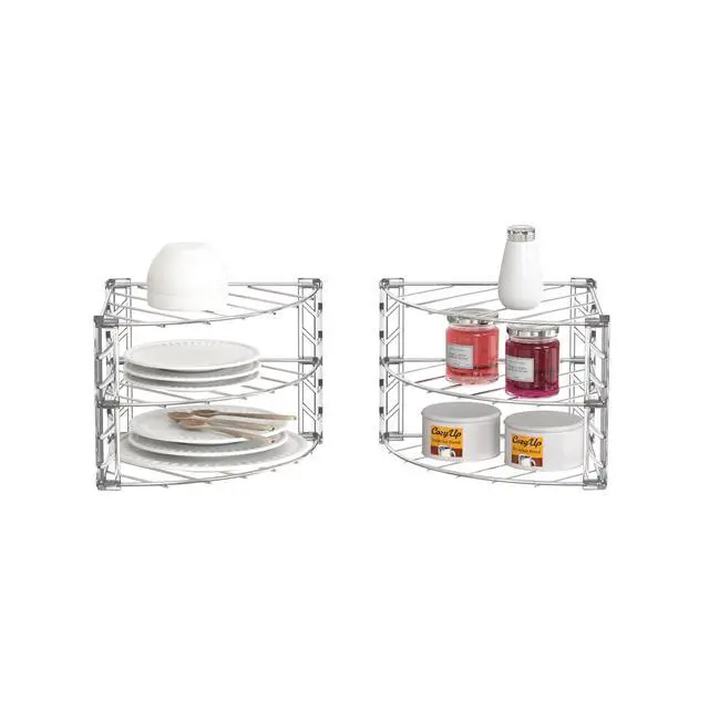 Alt view image 6 of 6 - 3-Tier Counter and Cabinet Corner Shelf Organizer, 2 Pack, Chrome