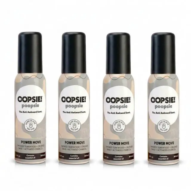 Main image of Pre Poop Spray - 4 Pack Natural Pre Poo Toilet Spray for Bathrooms, Trap Odors & Eliminate Embarrassment, 2oz Travel Size Pre Poo Air Freshener Spray (Power Move)