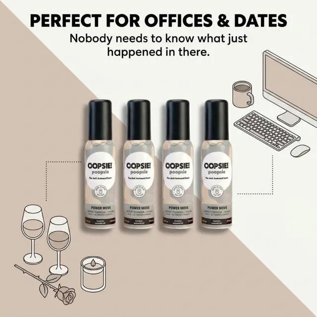 Alt view image 4 of 7 - Pre Poop Spray - 4 Pack Natural Pre Poo Toilet Spray for Bathrooms, Trap Odors & Eliminate Embarrassment, 2oz Travel Size Pre Poo Air Freshener Spray (Power Move)