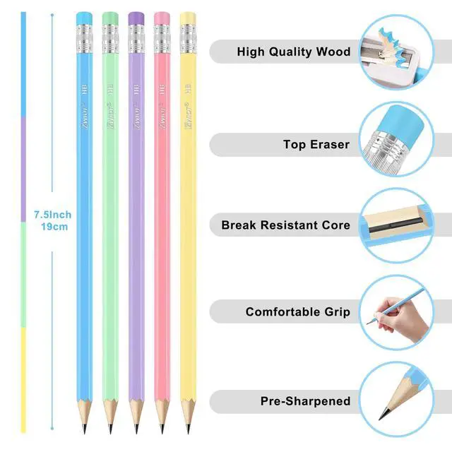 Alt view image 2 of 7 - Wood-Cased Pencils, Pre Sharpened Pencils, 350 Count #2 HB Pencil with Eraser Bulk, School Classroom Teacher Supplies Gifts