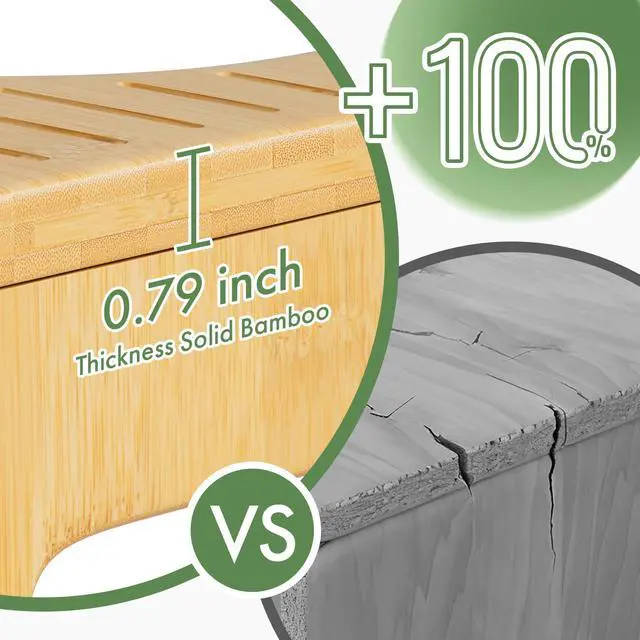 Alt view image 3 of 7 - Squatting Potty Stool, Foldable Toilet Stool for Adult, Bamboo Poop Stool, Foot Step Stool Squat, Pooping Stools with Anti-Slip Strip for Bathroom, Natural Color, 7''