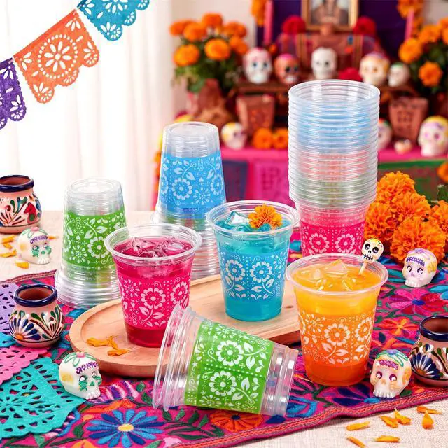 Alt view image 4 of 7 - 120 Pcs Fiesta Plastic Cups 12 oz Mexican Disposable Party Cups Cinco De Mayo Margarita Drinkware for Mexican Theme Birthday Taco Bar Birthday Wedding Party Supplies Decorations
