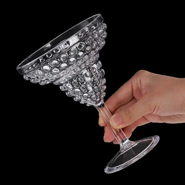 Alt view image 3 of 7 - 6 Pack Plastic Margarita Glasses, 11oz Stemmed Cocktail Glasses, Reusable Shatterproof Margarita Glasses, Unique Bar Glasses for Martini, Frozen Daiquiri, Tropical Summer Parties