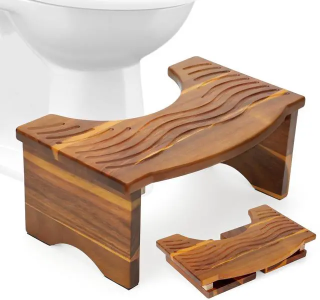 Main image of Toilet Stool, Acacia Wood Poop Stool for Potty Training,7 Inch Toilet Stool Squat for Adult,Poop Stool,No Assembly Required,Improve Bathroom Posture and Comfort (Acacia)