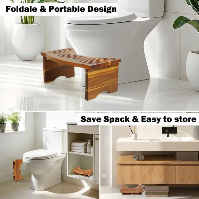Alt view image 3 of 7 - Toilet Stool, Acacia Wood Poop Stool for Potty Training,7 Inch Toilet Stool Squat for Adult,Poop Stool,No Assembly Required,Improve Bathroom Posture and Comfort (Acacia)