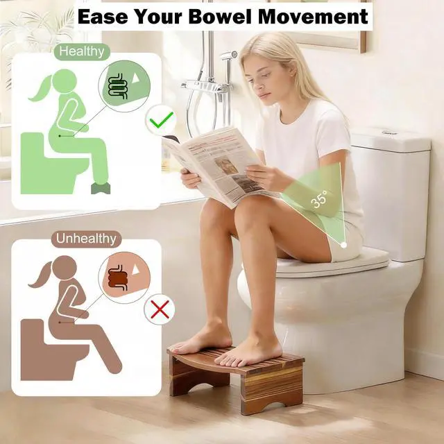 Alt view image 5 of 7 - Toilet Stool, Acacia Wood Poop Stool for Potty Training,7 Inch Toilet Stool Squat for Adult,Poop Stool,No Assembly Required,Improve Bathroom Posture and Comfort (Acacia)